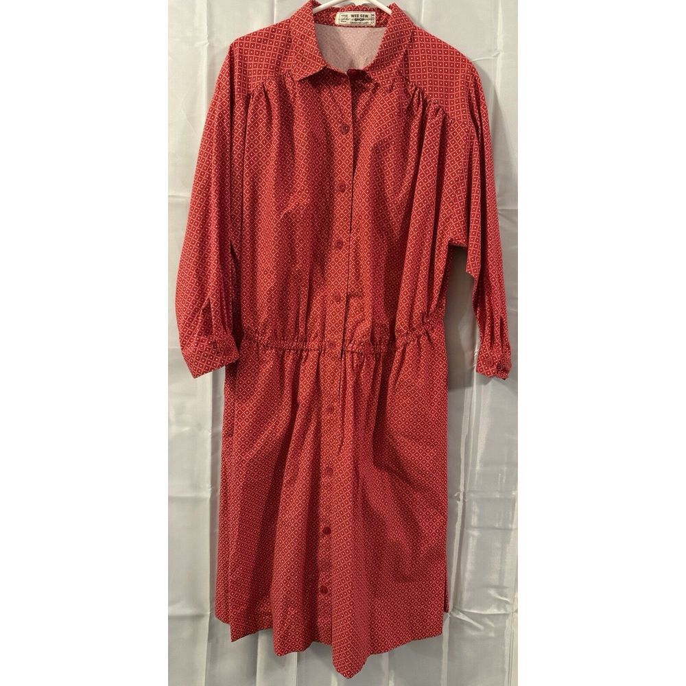 Womens Handmade Modest Dress Grandma Cottage Core XXL Red‎ Button Granny Prairie